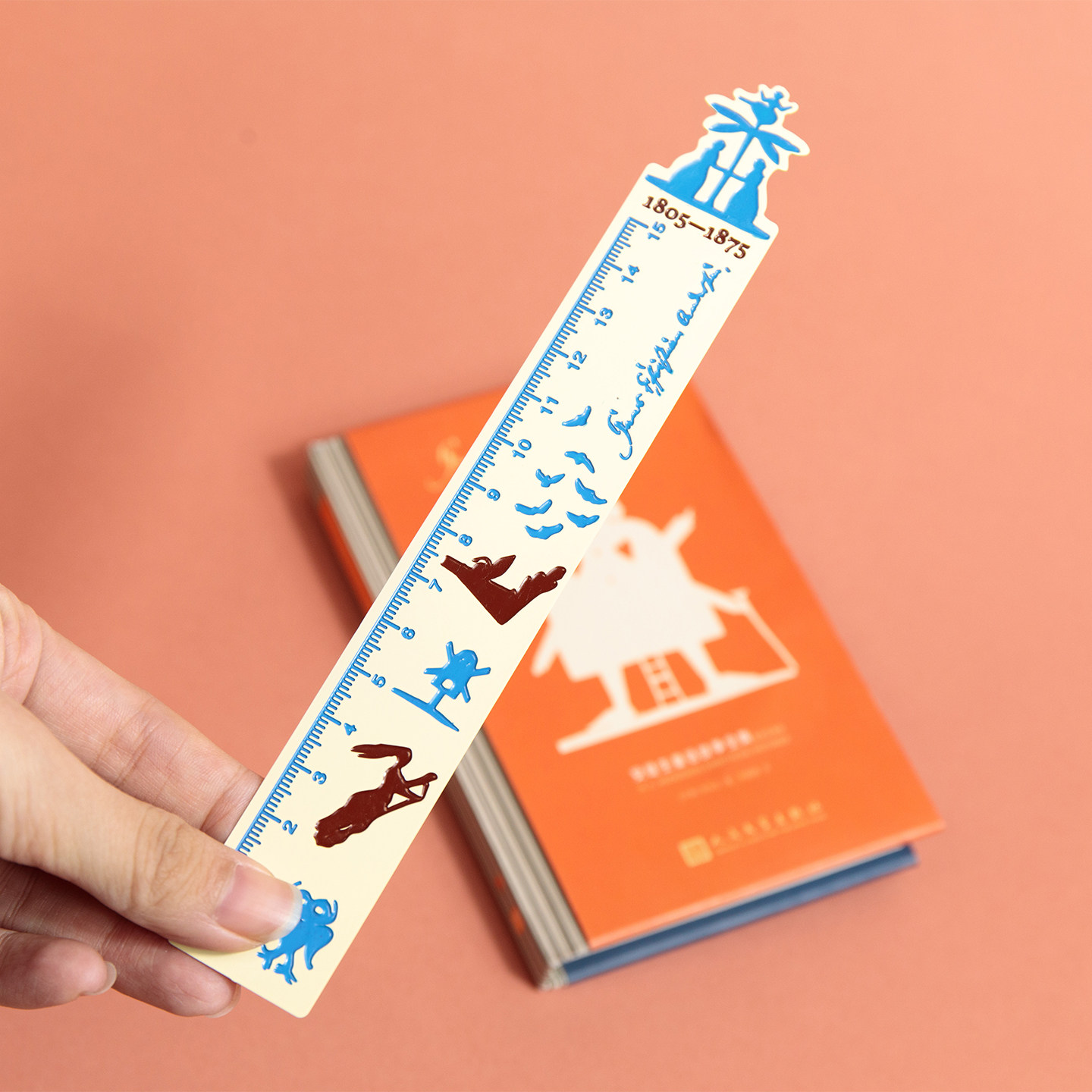 Andersen fairy tale paper-cut elements brass bookmark ruler