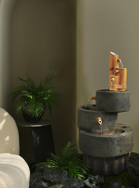 仿真石头假山流水禅意摆件