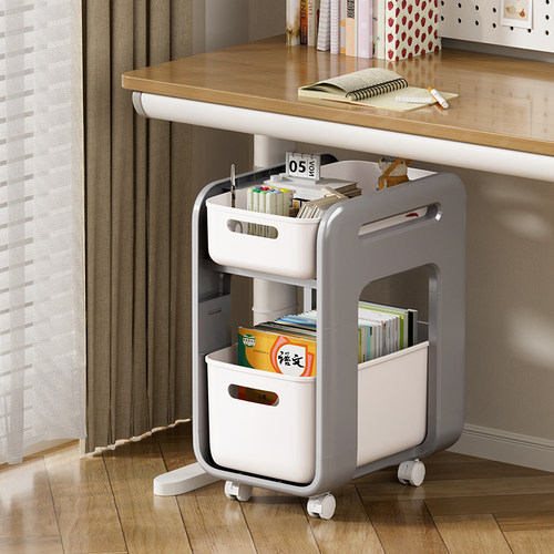 书包置物架可移动小推车书本收纳架带轮桌下家用放书神器学生书架 - 图3