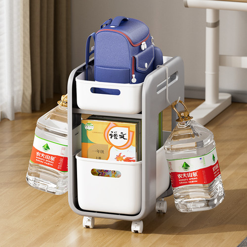 书包置物架可移动小推车书本收纳架带轮桌下家用放书神器学生书架 - 图1