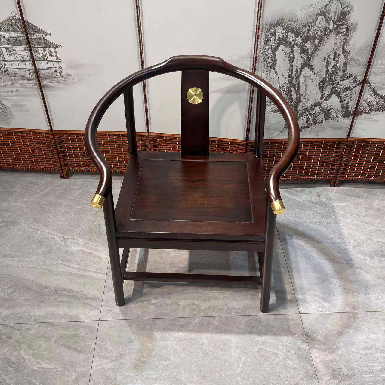 乌金木中式乌金木实木椅子圈椅单人太师椅三件套会客主人靠背茶椅,淘宝优惠券,粉丝福利购,淘宝优惠卷