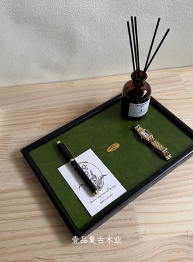 黑色木质首饰收纳盘实木项链手链展示架拍照道具手作展示盘托盘盒