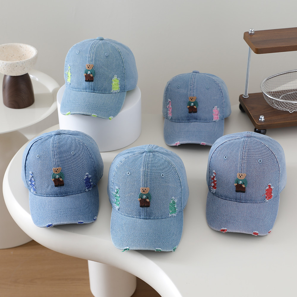韩版儿童牛仔棒球帽休闲春秋夏季男女童宝宝小熊帽子防晒鸭舌帽潮,淘宝优惠券,粉丝福利购,淘宝优惠卷