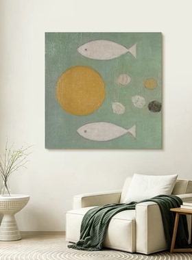 HW.piant手绘油画《游弋时光》卧室艺术挂画餐厅装饰手工画侘寂风