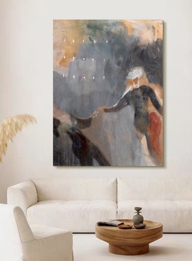 HW.piant原创手绘油画《雾中寻踪》侘寂风手工装饰画客厅立体挂画