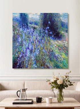 HW.piant手绘油画《花野寻踪》餐厅装饰画客厅抽象肌理挂画侘寂风