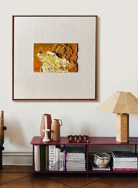HW.piant手绘油画《金穗丰年》客厅中古肌理挂画侘寂风餐厅装饰画