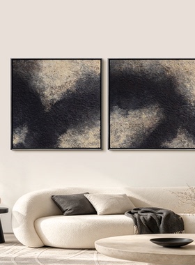 HW.piant手绘油画《静山福境》侘寂风客厅抽象肌理画餐厅装饰挂画
