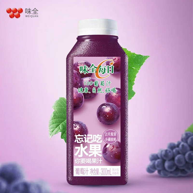 味全每日C300ml 纯果汁7瓶橙汁葡萄网红同款现好喝椰椰汁莓莓桃桃 - 图2