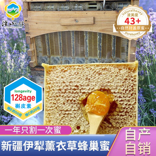 500g新疆伊犁黑蜂百花土蜂巢蜜一盒纯正天然嚼着吃蜂蜜野生山花蜜 - 图0