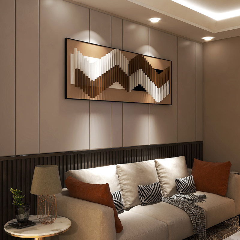 现代轻奢客厅沙发背景墙装饰画卧室床头横幅挂画3d立体亚克力壁画 搜又搜