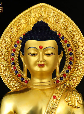 藏式5寸鎏金阿弥铜器雕像摆件