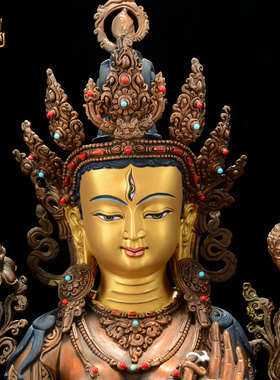 藏式红铜白度母桌面装饰铜像摆件