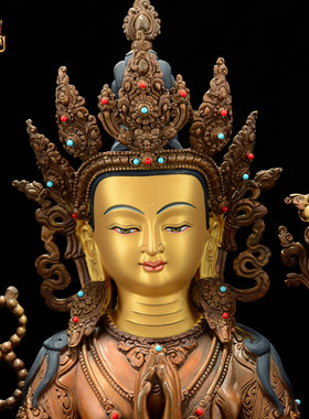 藏式红铜四臂观音桌面装饰摆件