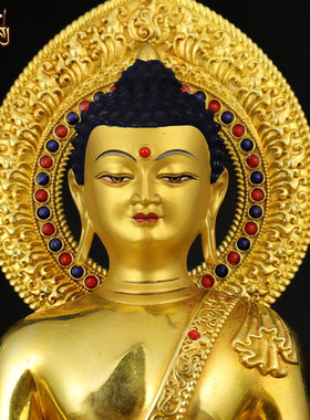 藏式5寸铜鎏金释迦铜器雕像摆件