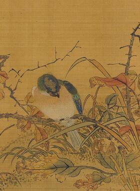 北宋易元吉果熟双禽图卷国画.花鸟长卷仿古画复制画临摹画稿装饰