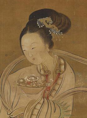 新品1:1清 徐玫 天女散花图轴人s物福寿挂画高清微喷复制临摹范