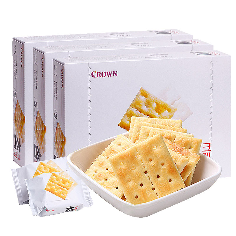 韩国进口零食品CROWN克丽安大太口苏打饼干280g*3盒早餐梳打饼干 - 图3