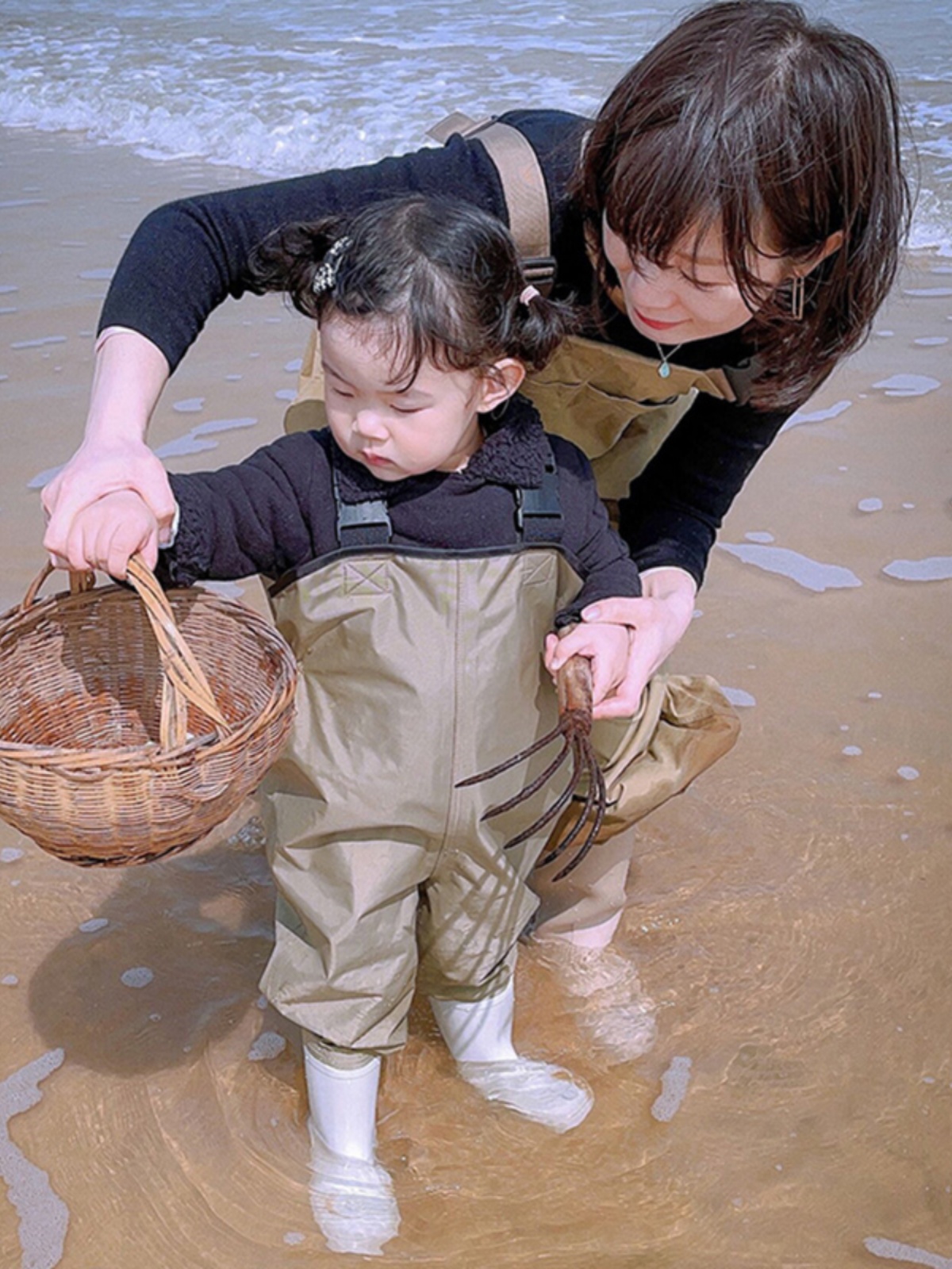 sekoya儿童涉水裤背带连体宝宝玩水抓鱼玩泥沙亲子钓鱼赶海下水裤 - 图0