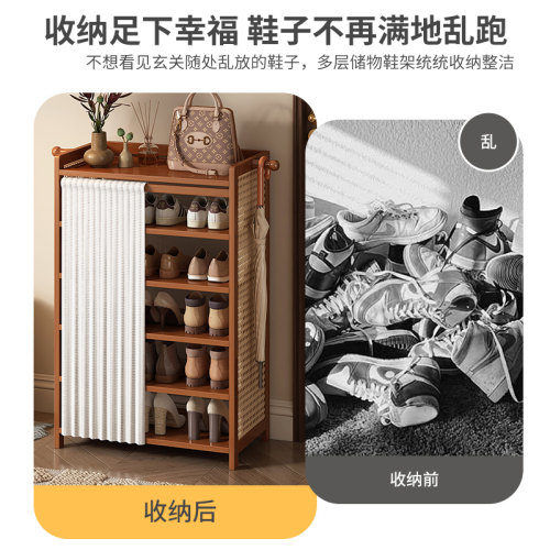鞋架多层家用入户门口好看简易室内收纳靠墙楼道防尘鞋柜2026新款 - 图1