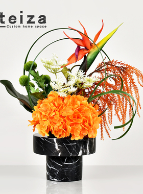 Oteiza新中式几何花器仿真花花艺摆件样板间酒店大堂客厅装饰摆设