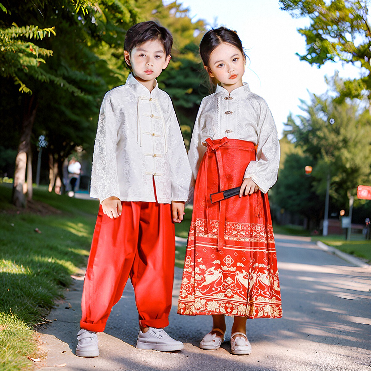 幼儿园园服春秋装中国风儿童班服国学汉服民族风棉小学生校服套装 - 图0