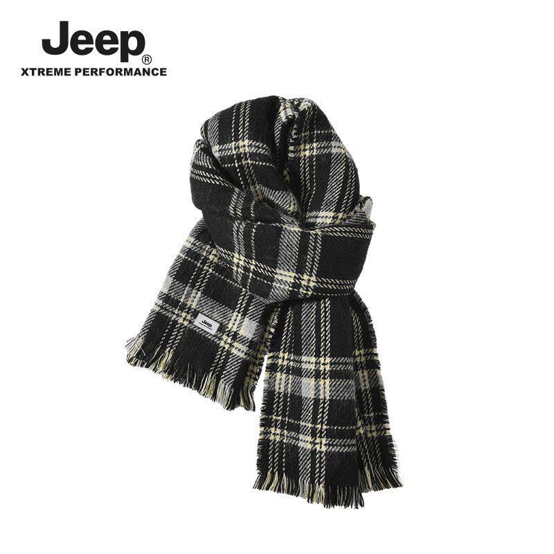 JEEP吉普围巾男款冬季百搭韩版格子围巾女送男友礼物情侣围脖保暖