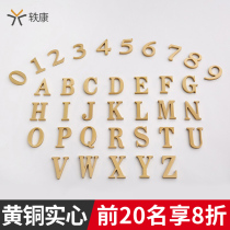 Pure Brass Doorplate Number room number Custom upscale Home Compartment Copper Metal English Letter Digital Sticker Number