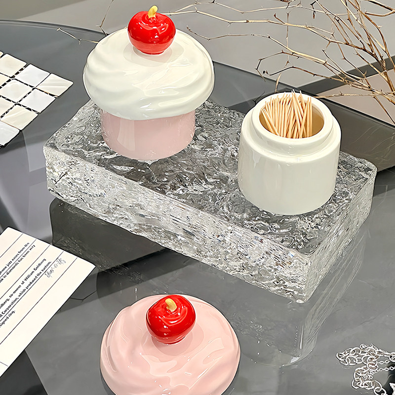 高颜值创意蛋糕牙签盒家用高档陶瓷牙签筒个性可爱棉签牙线收纳盒,淘宝优惠券,粉丝福利购,淘宝优惠卷