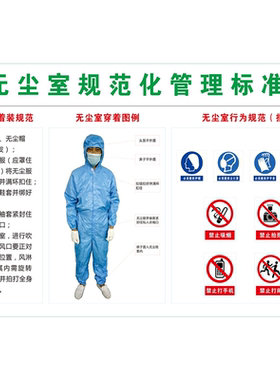 工厂无尘室车间规范化管理标准着装穿着示意间图海报印制贴纸