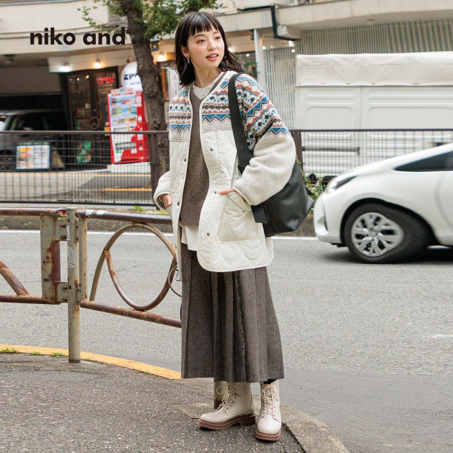 niko and ...棉服女2025冬季新款日系提花针织绗缝拼接外套608549,淘宝优惠券,粉丝福利购,淘宝优惠卷