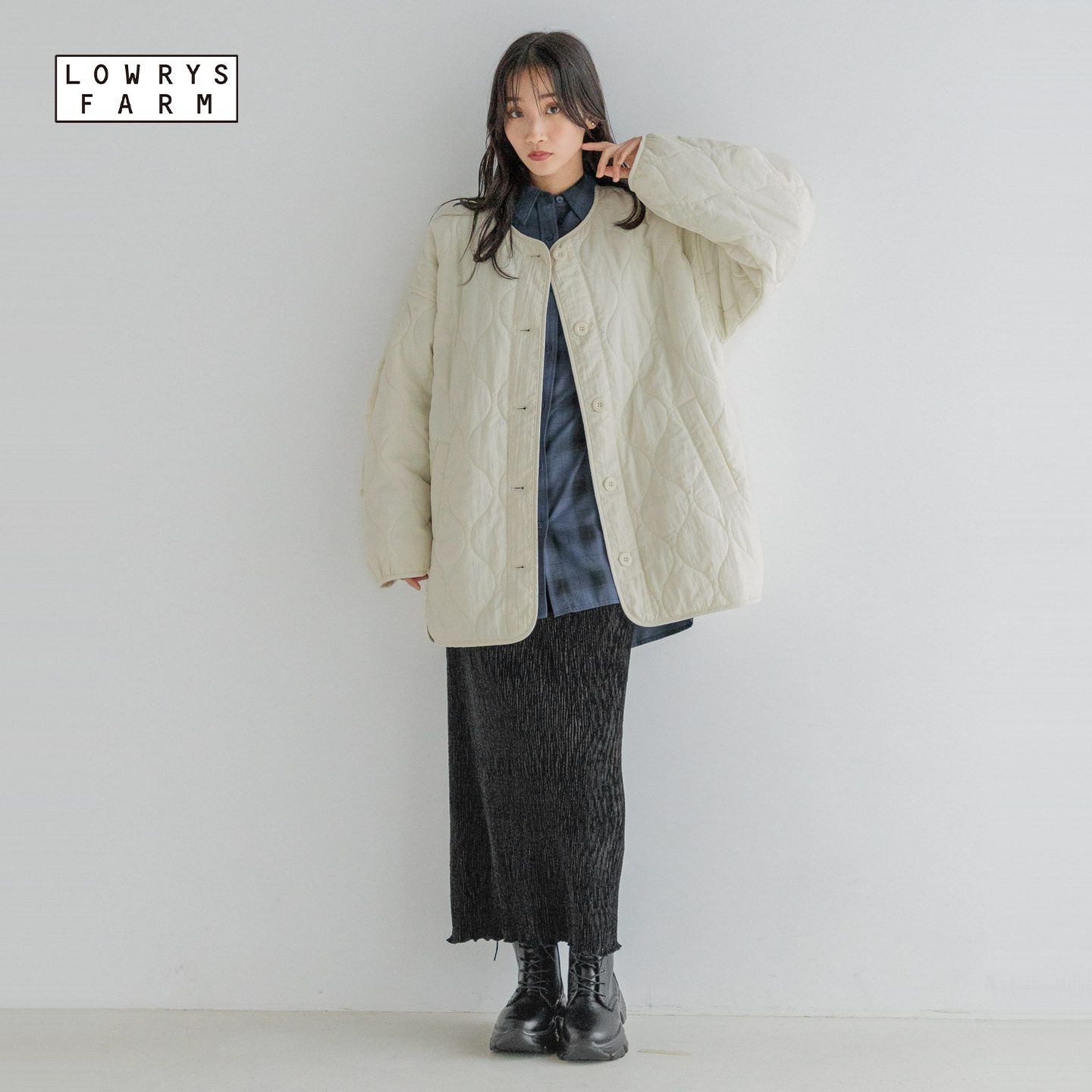 LOWRYS FARM外套女冬季新款时尚宽松气质纯色绗缝棉服外套116441 - 图2