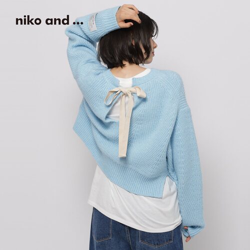 niko and ...WILLIAM系列2026秋季新款甜美系带针织毛衣600947 - 图1