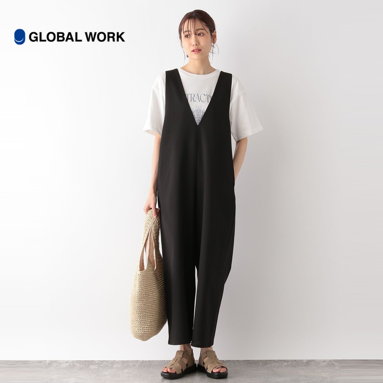 GLOBAL WORK T恤女2024夏季新款时尚字母印花日系通勤上衣118012 - 图1