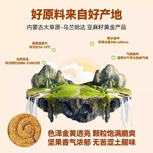 黄金亚麻籽粉熟内蒙古纯天然代餐即食粉冲饮膳食纤维餐官方旗舰店 - 图0