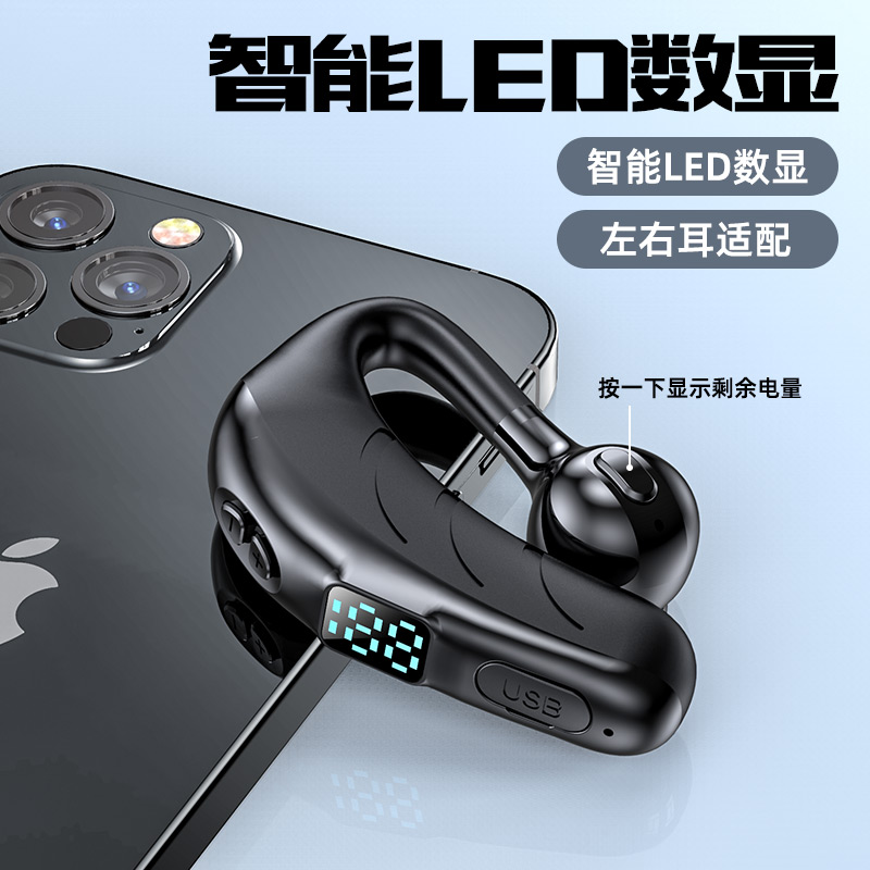 2022年新款无线蓝牙耳机华为/huawei通用型数显电量挂耳久戴不痛超长续航大电量商务开车单双耳女快递外卖男-图1