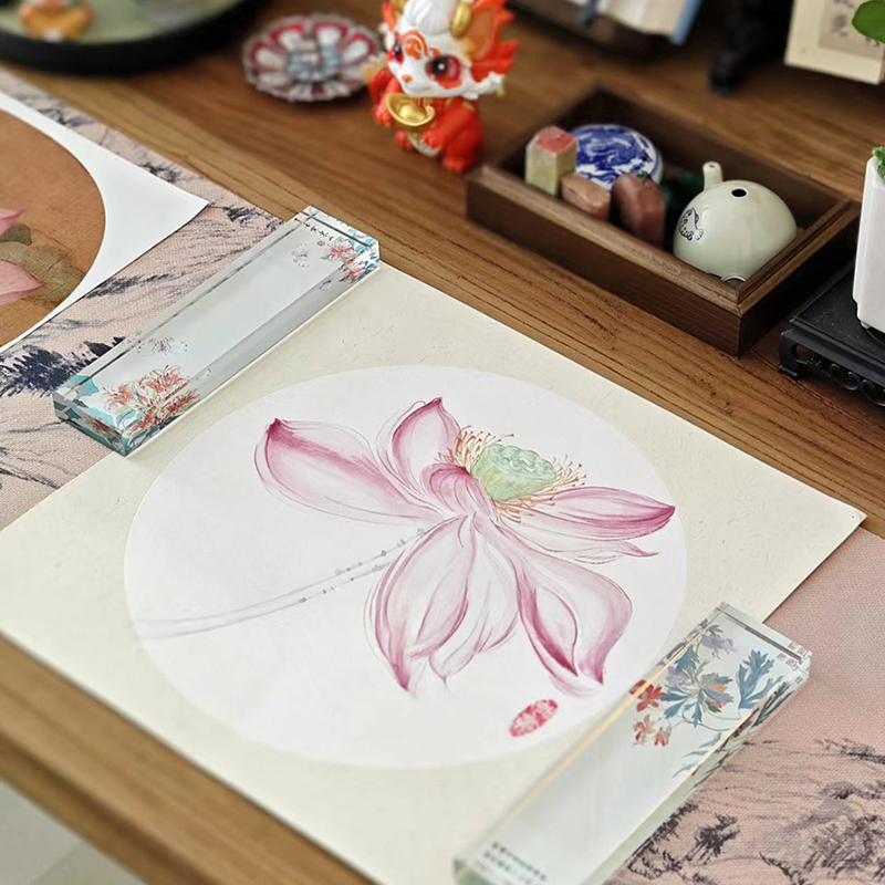 泊逸开放式书房桌大板桌去客厅化新中式国风书法桌老榆木学习书桌 - 图2