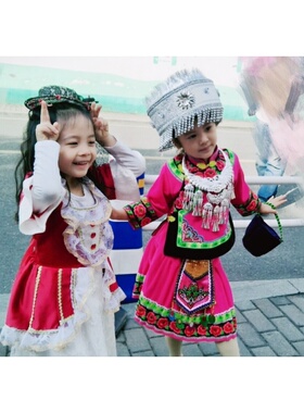 新款彝族银饰项链儿童苗寨长项链表演异域风土家族中国风舞台苗族