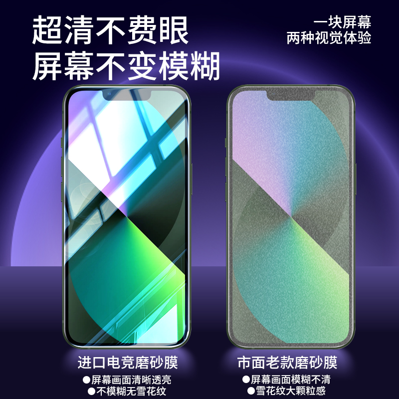 适用苹果13钢化膜磨砂iphone13ProMax手机膜mini全屏覆盖ipone十三全包13max游戏por不沾指纹13迷你i保护贴膜 - 图1
