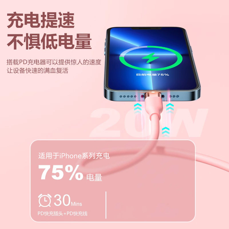 数意充电快/PD20w充电器线快充套装适用于苹果iPhone14数据线13手机充电线闪充11充电头12Promax平板ios充电