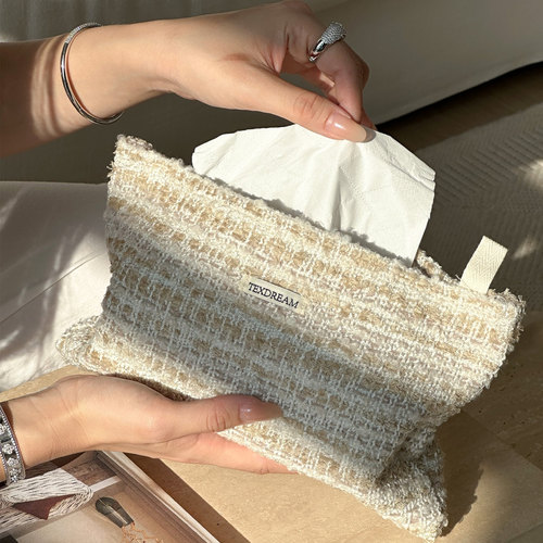 Texdream态度侘寂风布艺纸巾盒客厅高档轻奢抽纸盒家用车载纸巾套 - 图2