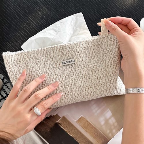 Texdream态度侘寂风布艺纸巾盒客厅高档轻奢抽纸盒家用车载纸巾套 - 图1