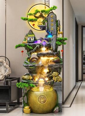 客厅假山流水喷泉摆件落地加湿器办公室招财风水轮高山循环水景观