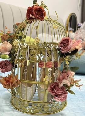 装饰鸟笼大号金色覆古铁艺鸟笼摆件婚庆装饰婚鞋鸟笼鸟笼花艺