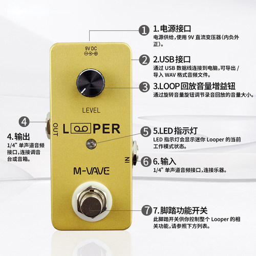 Looper录音循环单块效果器5分钟无限叠加支持音频导入导出 - 图0