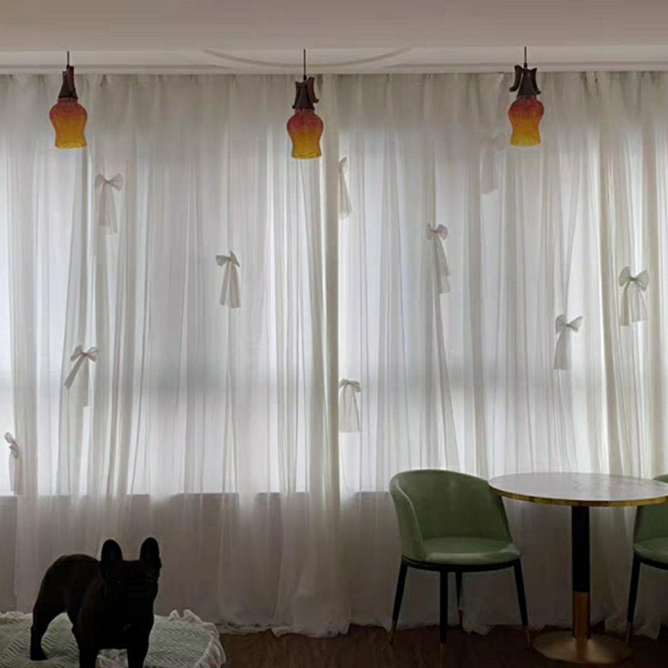 新款窗帘卧室遮光家用魔术贴客厅大气新款双开公主风纱帘透光不透 - 图0