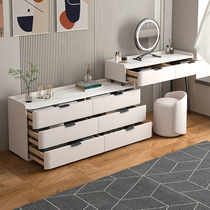 Modern minimalist solid wood rock plate corner comb dressers cabinet integrated makeup bench light and luxurious bedroom make-up table