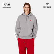 AMI men and women with the same classic models of love with red loving embroidery pure cotton Leisure loose sleeves Head Lianhood