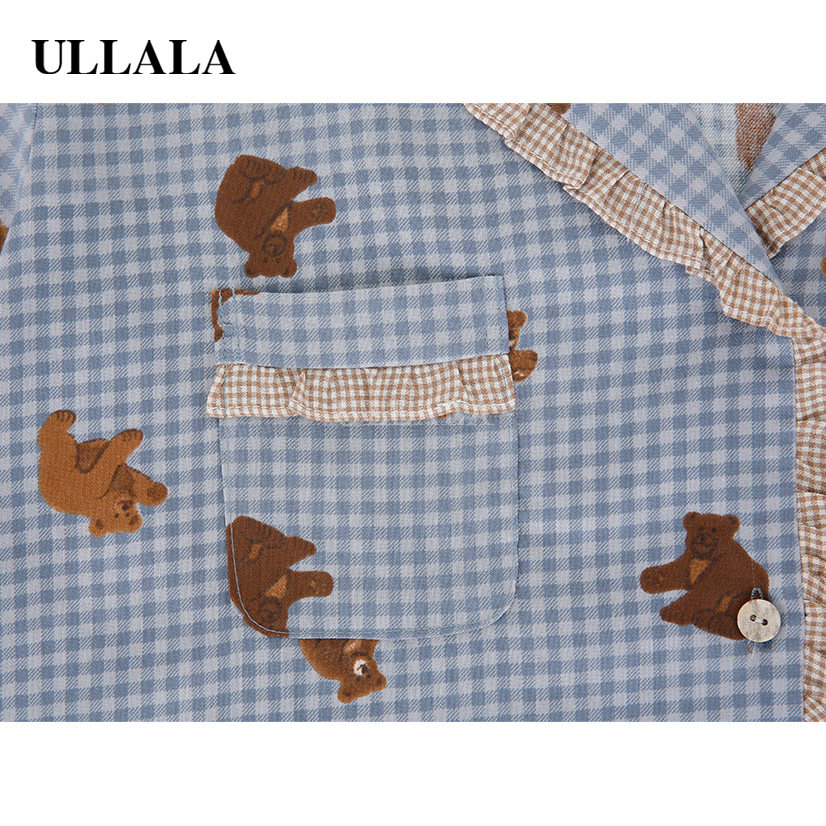 ullala乌拉拉韩国女翻领小熊秋睡裤 ullala睡衣/家居服套装