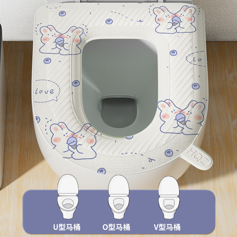 EVA防水马桶坐垫夏季四季通用款家用厕所坐便圈套子粘贴式可水洗 - 图3